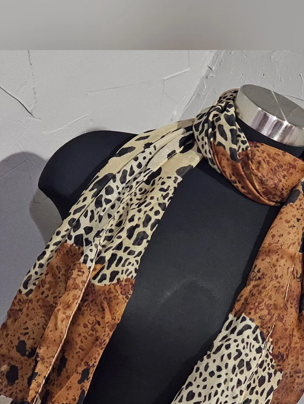 Leopard Print Lightweight Scarf in Brown and Cream